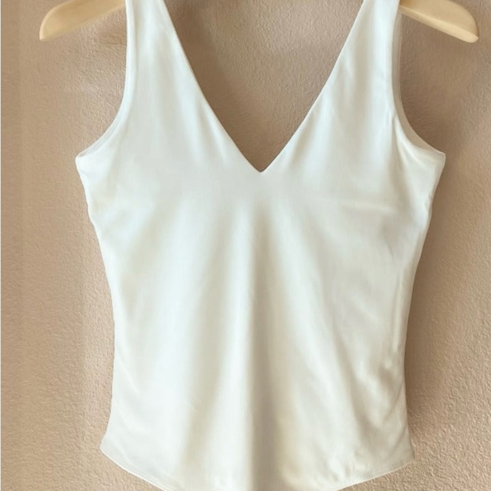 White Thong Leotard Women’s Bodysuit V Neck Size Small